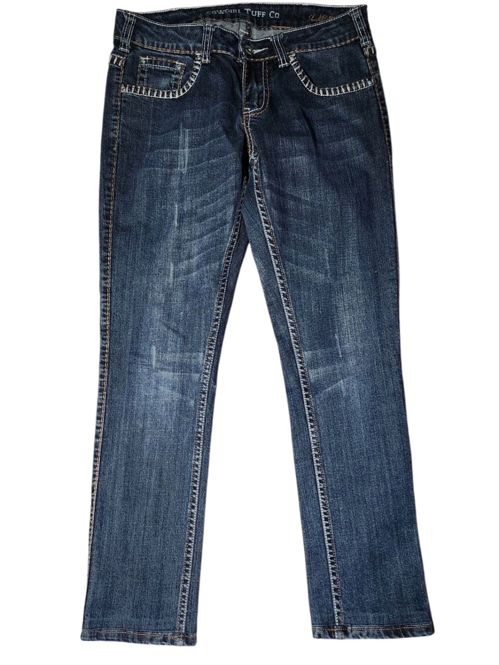 COWGIRL TUFF CO. LADIES NIGHT STRAIGHT LEG WOMENS JEANS Size 27x(33 hemmed 29")